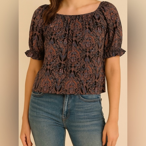 Joie Tops - Joie Paisley Boho Blouse Fallcore Artcore Designer Top Flowy Romantic Silk Sz L